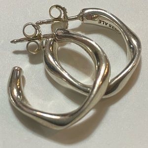 Authentic Pandora Liquid Ripple Sterling Silver Earrings- Small